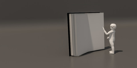 3d illustrator, 3d rendering of the Teacher and book.