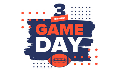 Game Day. American football playoff. Super Bowl Party in United States. Final game of regular season. Professional team championship. Ball for american football. Sport poster. Vector illustration © scoutori