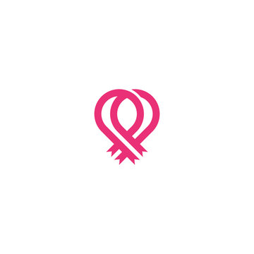 Pink ribbon logo design template vector illustration