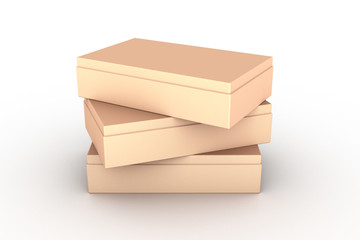 Box Mockup with Golden Yellow Color on White