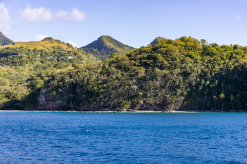 Saint Lucia, West Indies - Cliffs and small beach on the southwestern coast