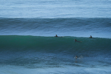 Fototapeta premium Big beautful perfect surfing waves barreling in the Atlantic Ocean. Surf Spot.