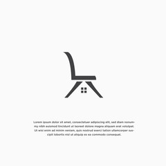 Chair with Home furniture logo design template vector illustration