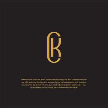 Letter CK KC initial logo design template. Gold, luxury, elegant vector illustration