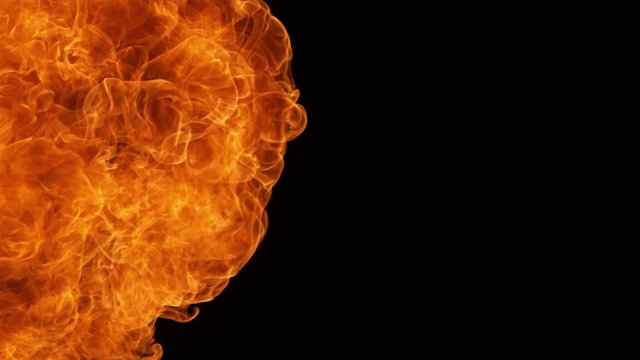 Super Slow Motion Shot of Side Flame Explosion at 1000fps,