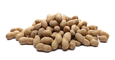 Shelled peanuts salted isolated on white background