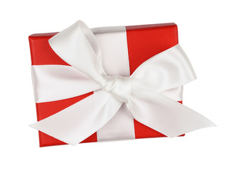 Red gift box with ribbon bow