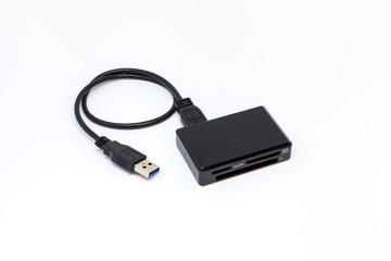 black card reader on a white background