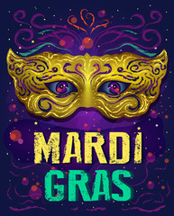 Mardi Gras card. Carnival. Mask