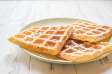 fresh baking of waffles