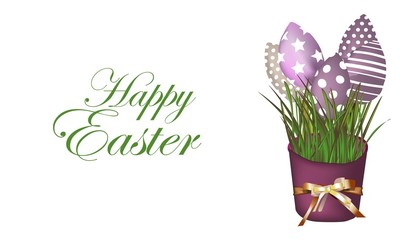 Greeting card with tulips. Easter greeting design. Fabric flowers. Christ is risen. White Background Bouquet.