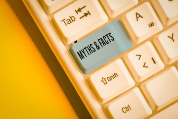 Handwriting text writing Myths And Facts. Conceptual photo usually traditional story of ostensibly...