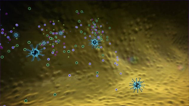 Macrophage attack the viruses,  T-lymphocytes attack a migrating cancer cell, Cancer cell attacked by lymphocytes, Macrophage attack of the cells