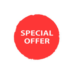 Special offer grunge style, vector icon illustration red colored on white background