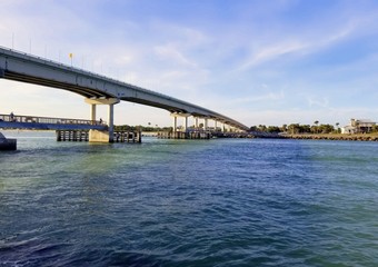 Obraz premium The view of fishing pier near Sebastien Inlet State Park, Florida, U.S.A