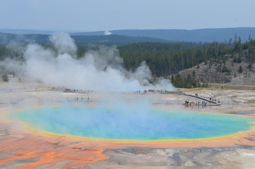 Grand Prismatic Geothermal Spring at Yellowstone National Park, Wyoming, USA