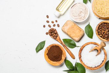 Natural Coffee cosmetic on white background.