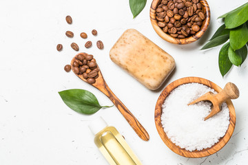 Natural Coffee cosmetic on white background.