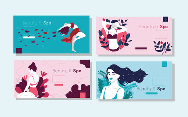 bundle of beauty and spa cards with woman figures