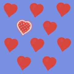 pattern red heart on blue background