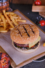 burger and french fries