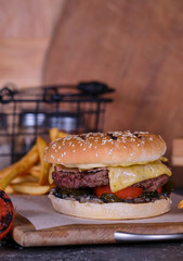 hamburger on plate
