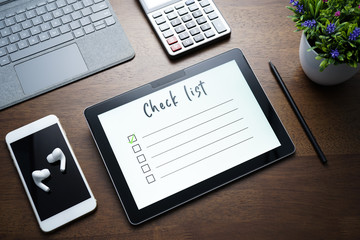 Checklist write on PC tablet