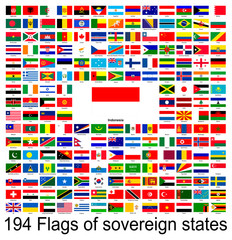 Indonesia, collection of vector images of flags of the world