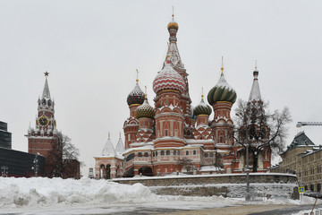 St. Basil's Cathedral in winter Moscow.