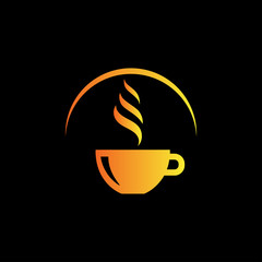 Creative abstract tea cup leaf logo design