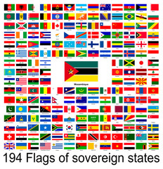 Mozambique, collection of vector images of flags of the world