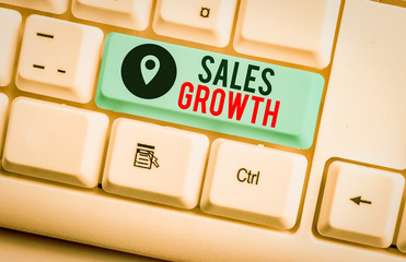 Text sign showing Sales Growth. Business photo text ability to increase revenue over a fixed period...