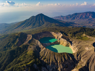 Beautiful morning aerial view of Kelimutu Crater Lakes, Moni, Flores, Indonesia. Travel photo from...