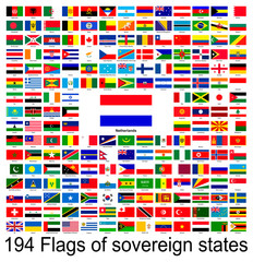 Netherlands, collection of vector images of flags of the world