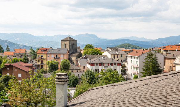 a view over Berceto town, Province of Parma, Emilia-Romagna, Italy