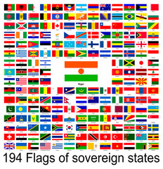 Niger, collection of vector images of flags of the world