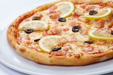 tasty pizza on the white plate