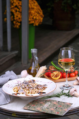 pasta with tomato sauce and parmesan