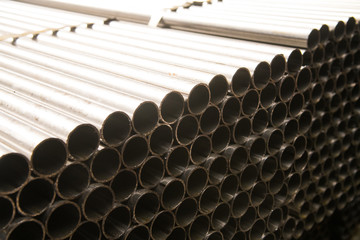 Plant for the production of metal pipes. Stack of steel pipes