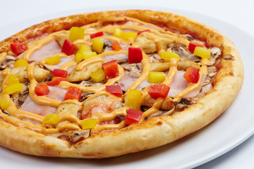 tasty pizza on the white plate