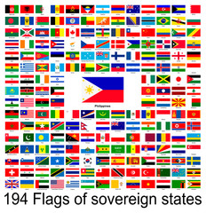 Philippines, collection of vector images of flags of the world