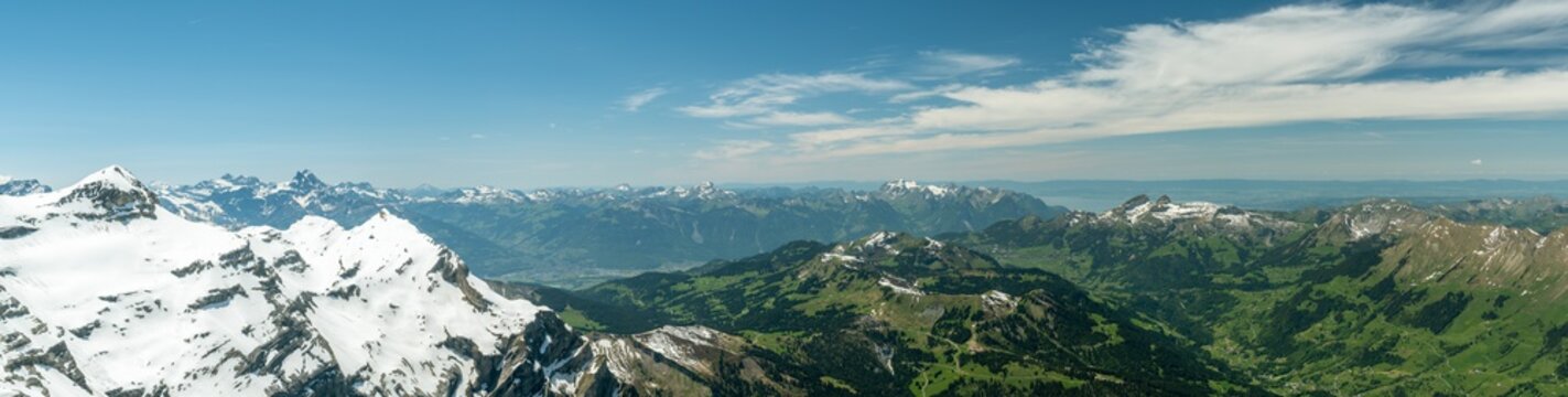 View on beautiful Swiss Alps with from top of Scex Rouge © Michal