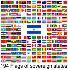 Salvador, collection of vector images of flags of the world