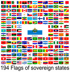 San Marino, collection of vector images of flags of the world