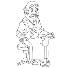 coloring page with shoemaker cobbler man