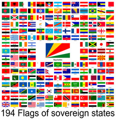 Seychelles, collection of vector images of flags of the world