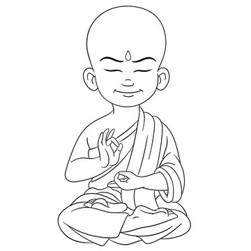 coloring page with young buddha