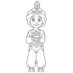 coloring page with indian boy