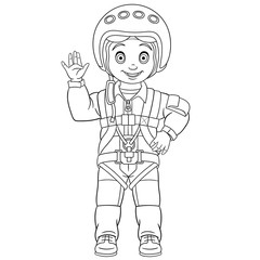 coloring page with pilot and skydiver