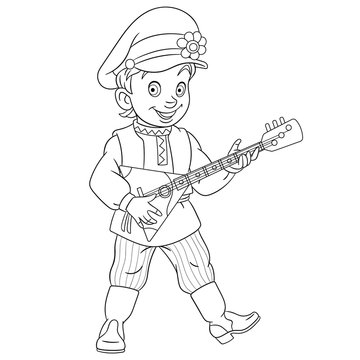 boy playing balalaika, russian folk style clip art preview